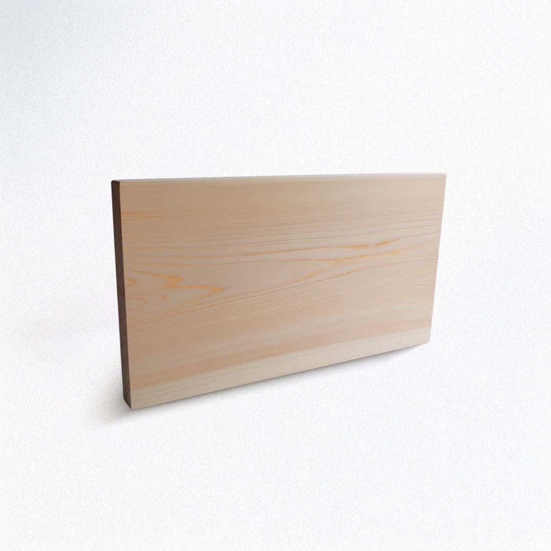 Rectangular shimanto hinoki wooden board on a white background