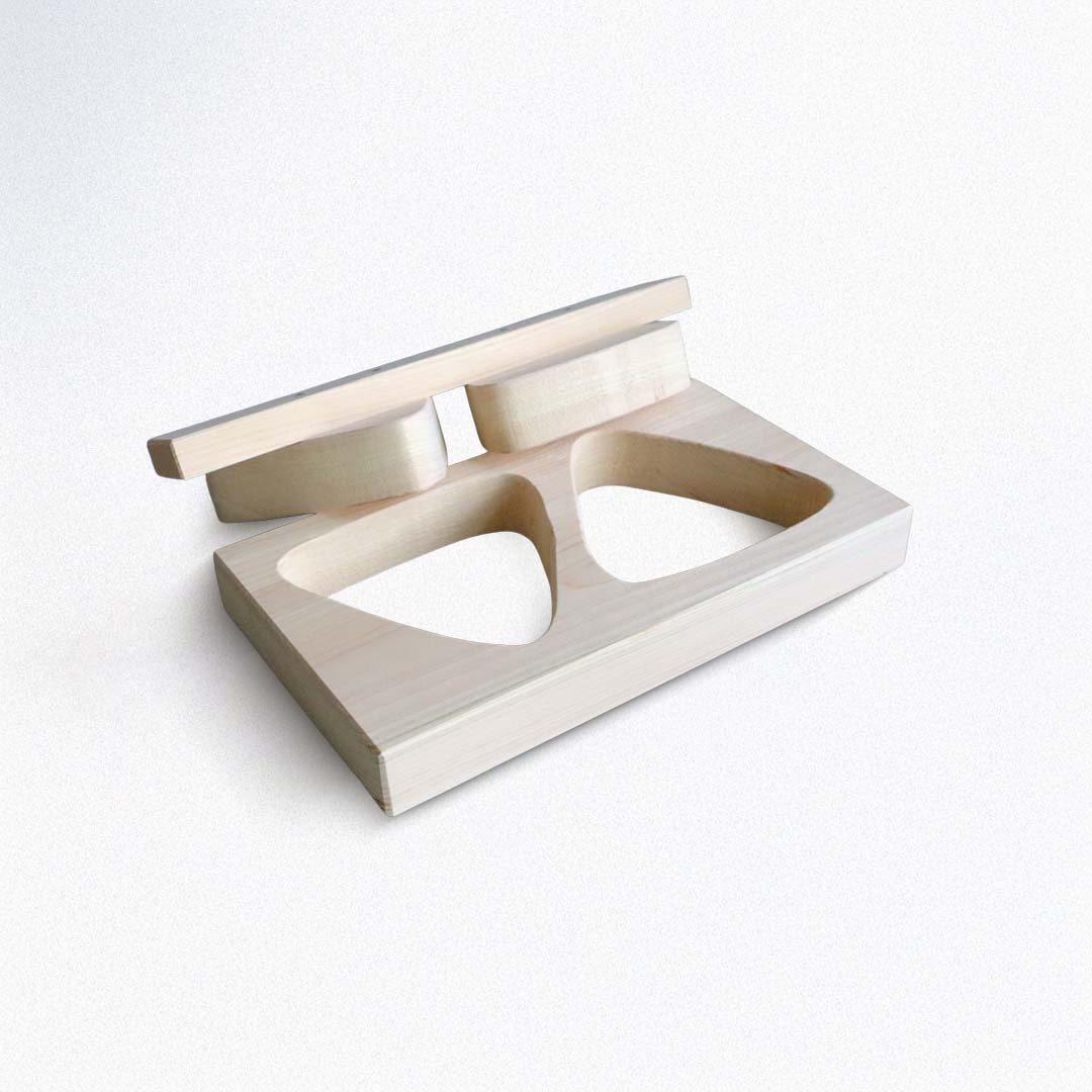 Beige hinoki onigiri mold on a white background