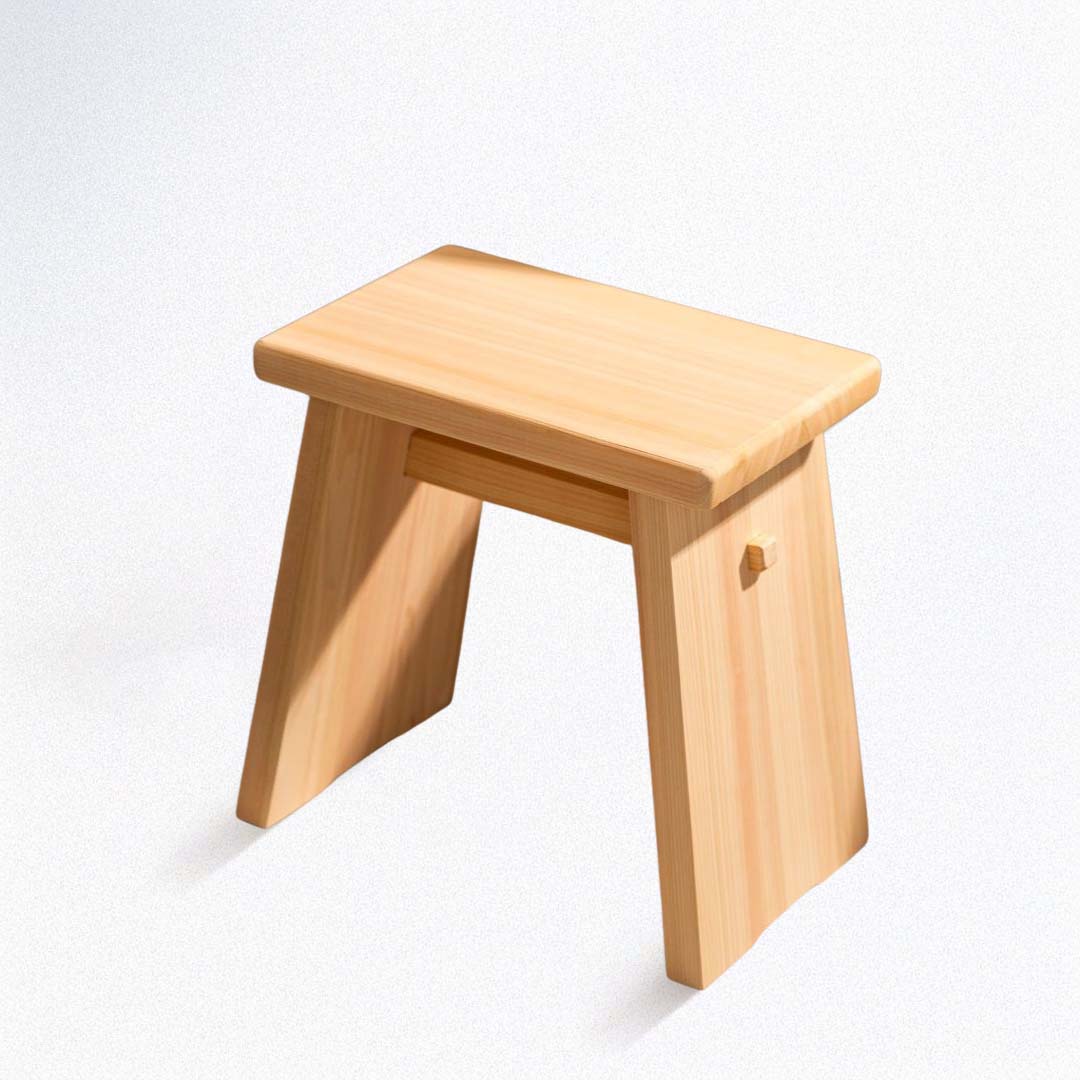 Wooden bath stool on a white background