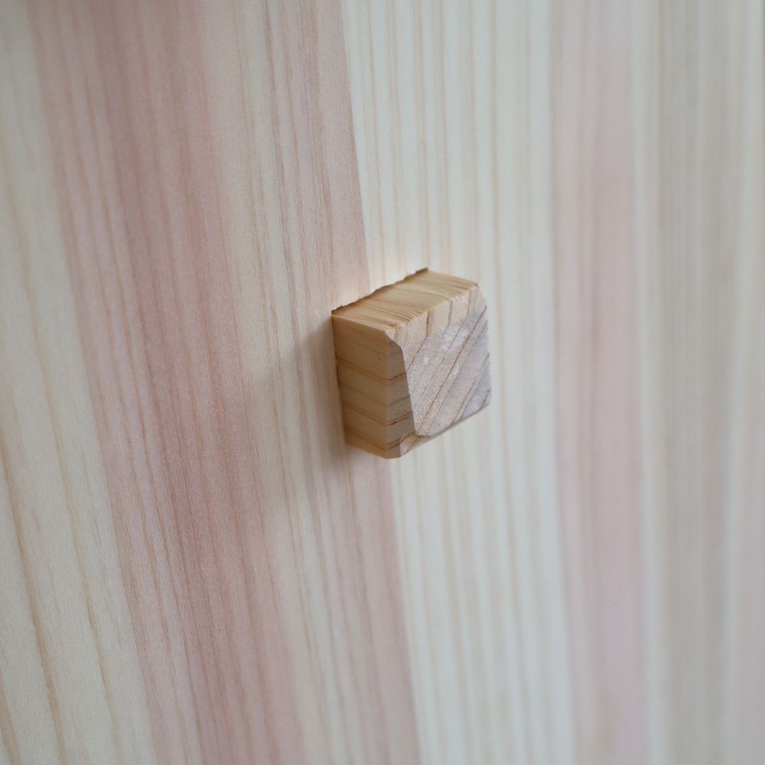 Wooden joint of a wooden bathroom stool