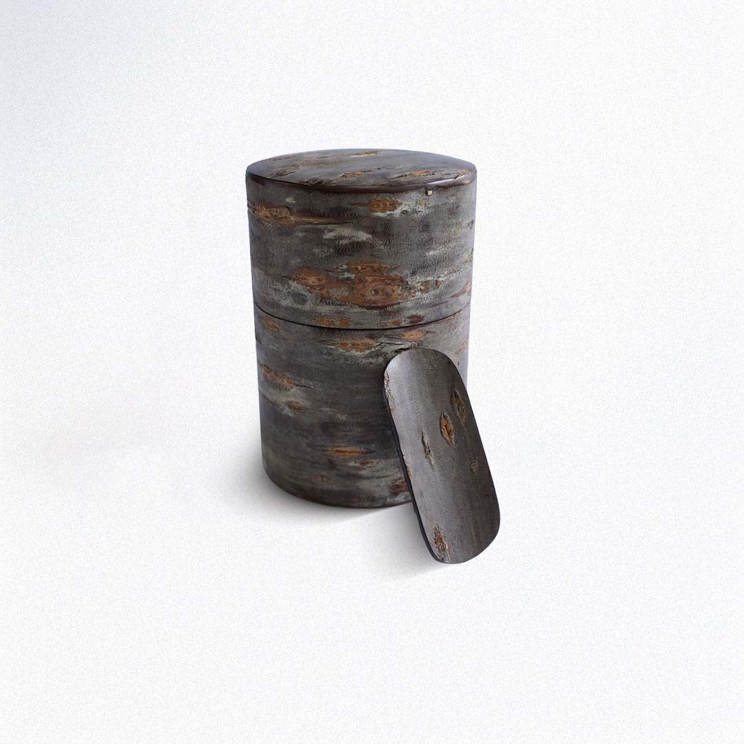 Cherry bark tea caddy on a white background