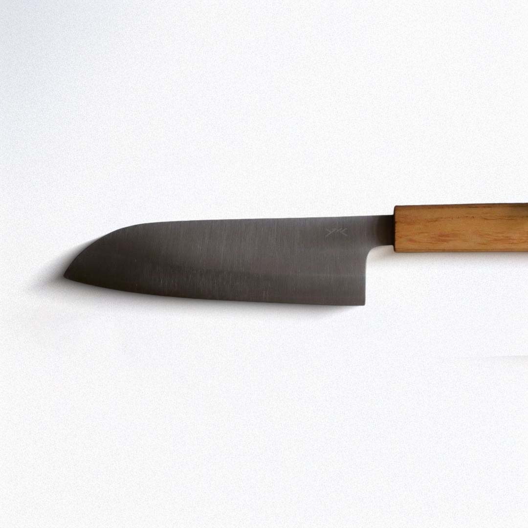 Kitchen knife with a wooden handle on a white background