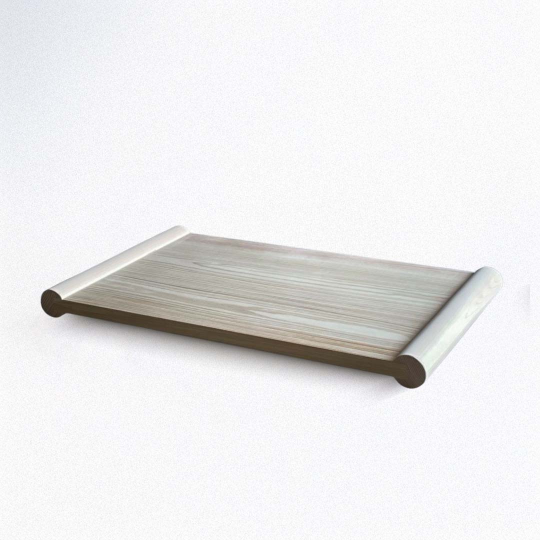 Rectangular cutting board on a white background