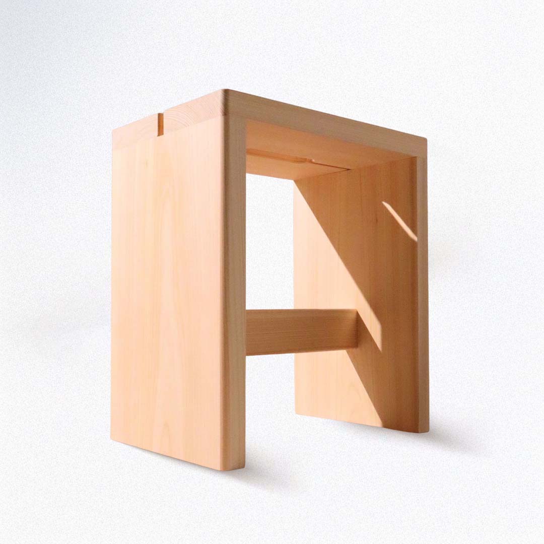 Wooden stool on a white background