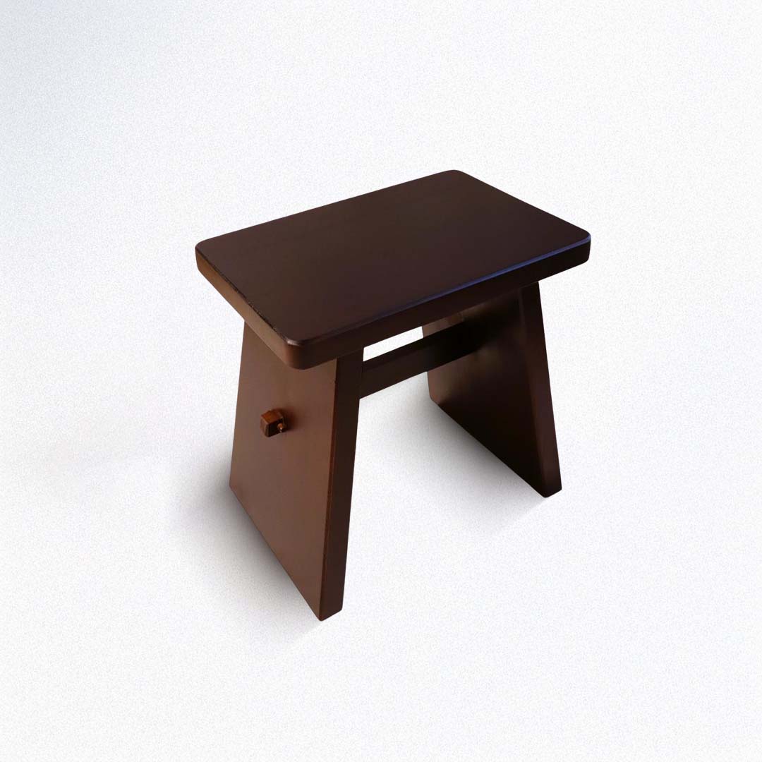 Wooden stool on a white background