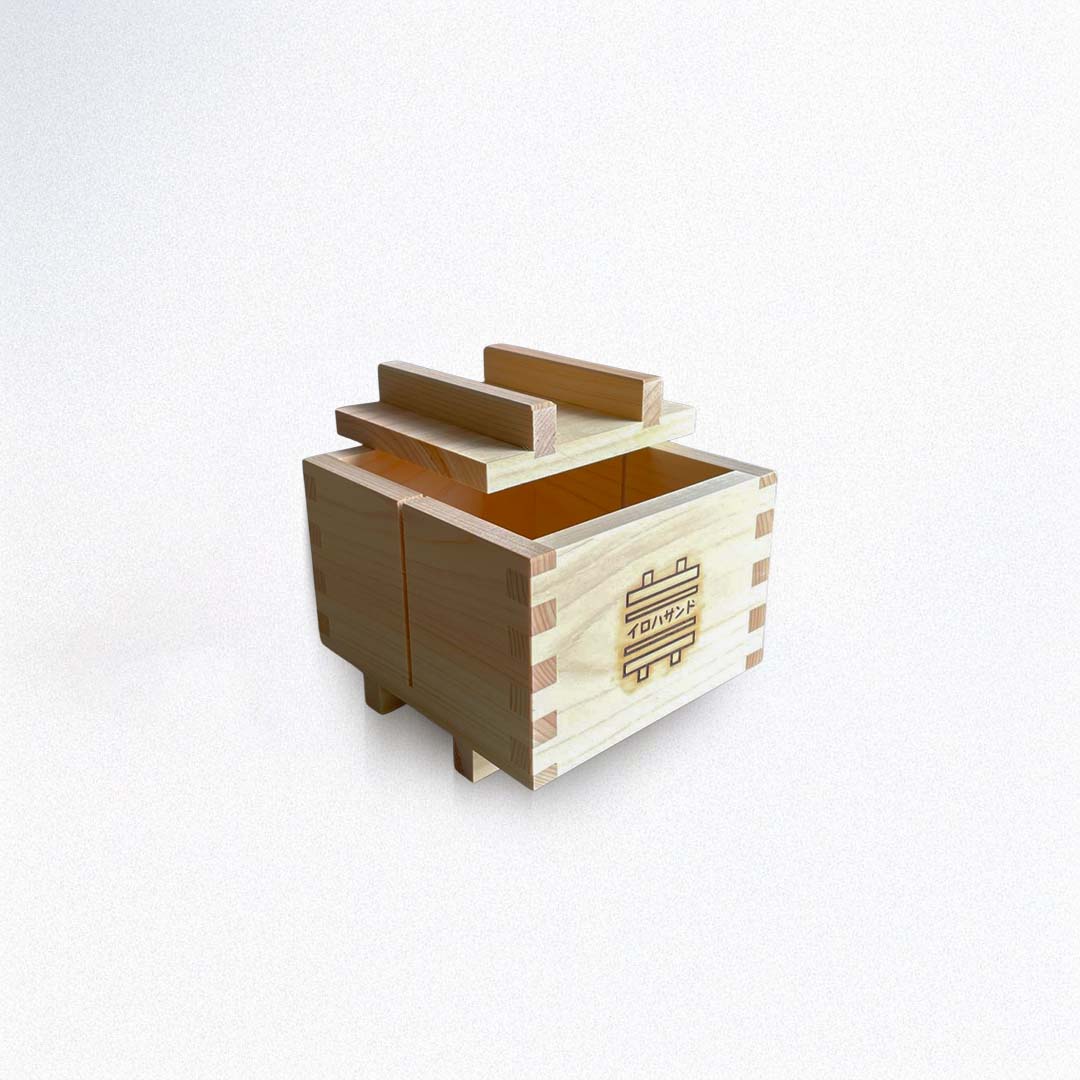 Wooden sandwich mold press on a white background