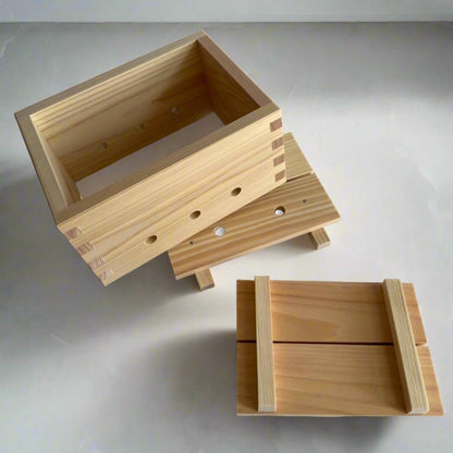 wooden tofu kit maker three elements one tofu box one lid and one lower part