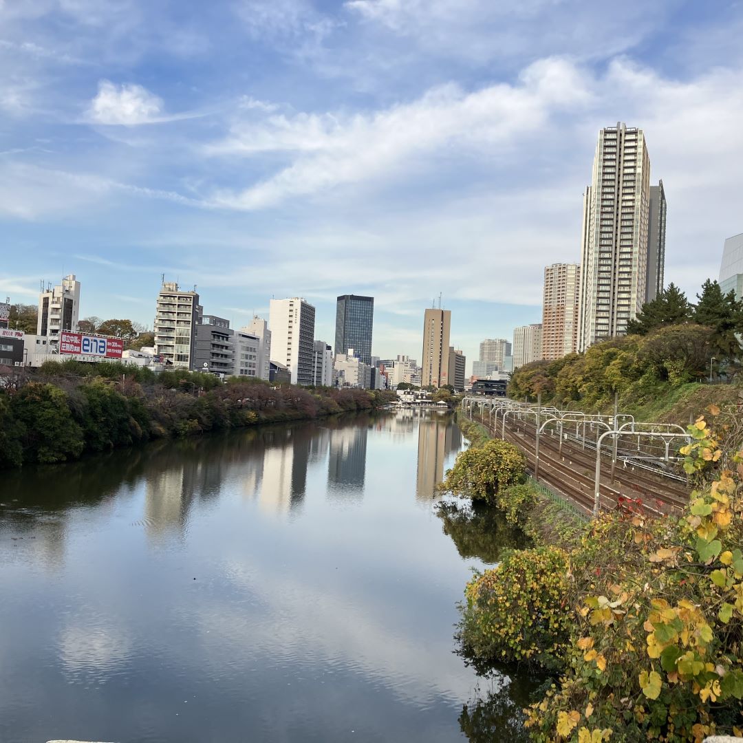 A view of the iidabashi sotobori pond