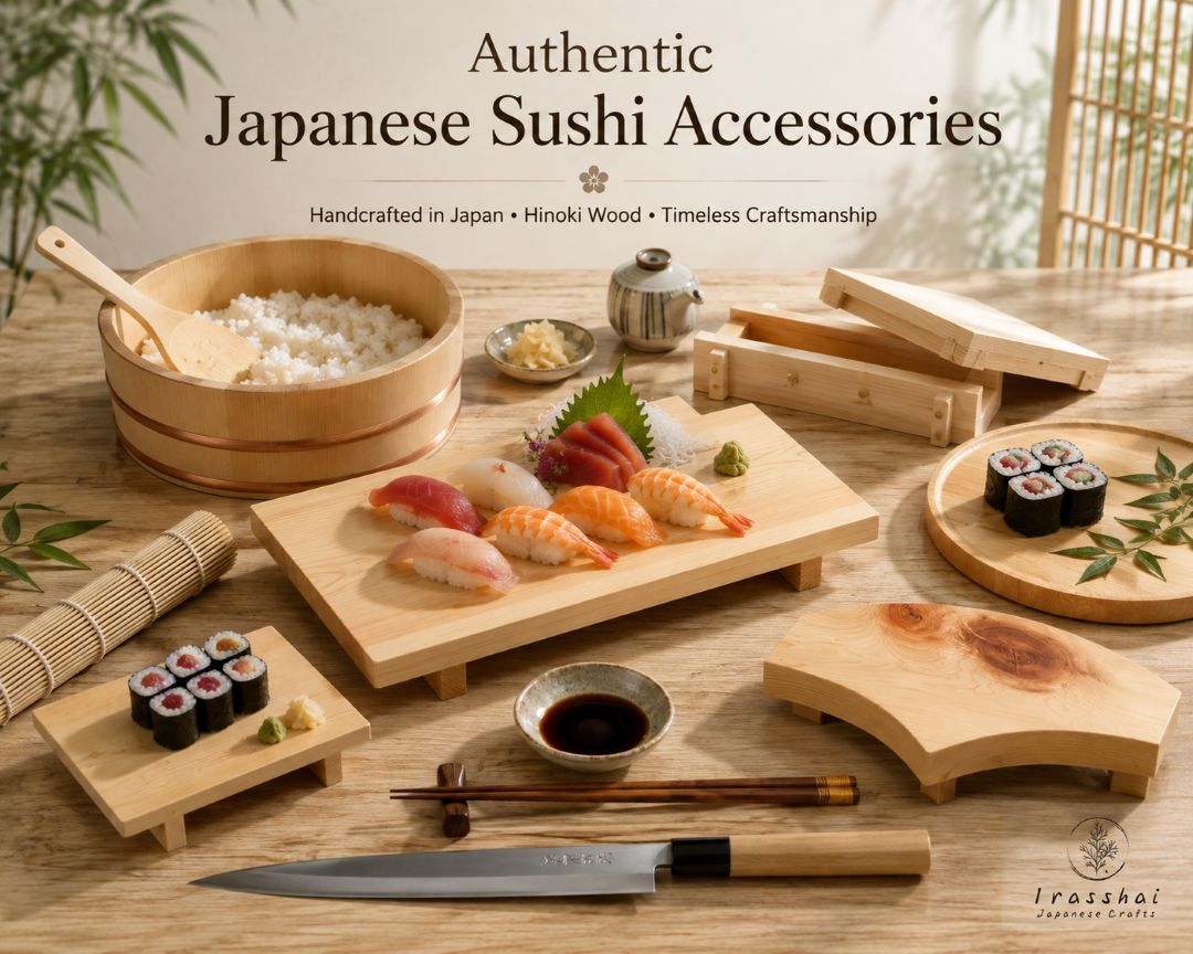 sushi accessories in a wooden kitchen