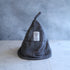 Charcoal-gray sauna hat with loop for hanging in bathhouses; foldable brim for adjustable coverage.
