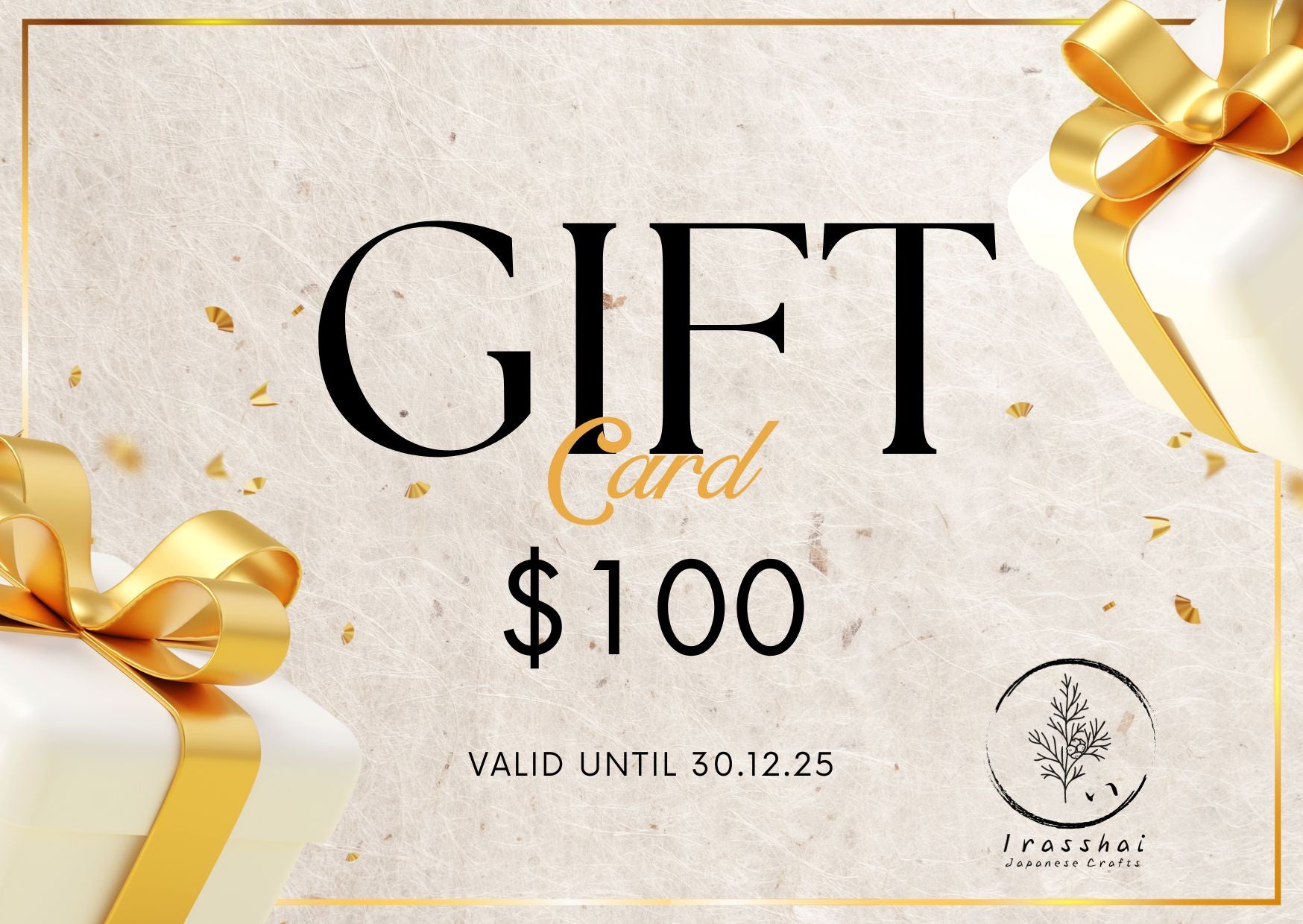 Gift card Irasshai 100 dollars