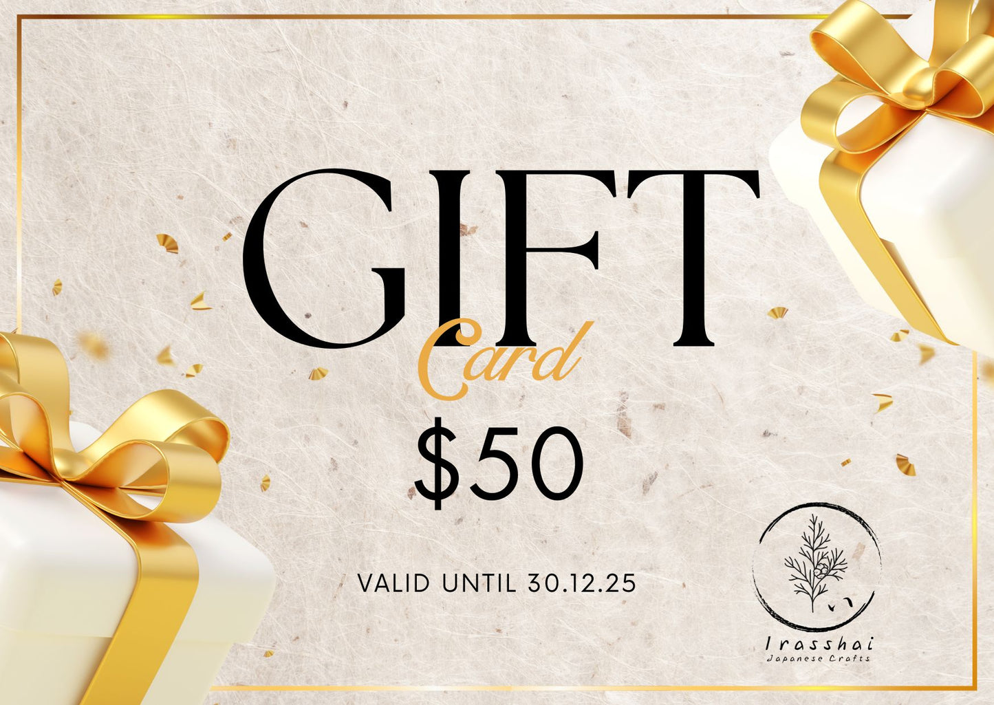 Gift card Irasshai 50 dollars