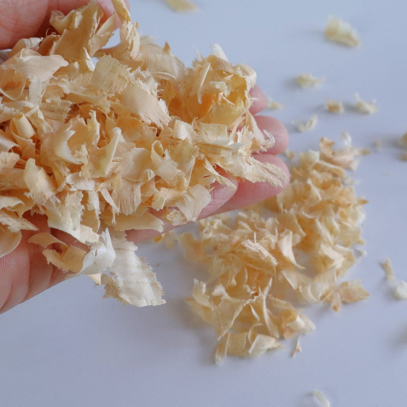 Beige Hinoki Shavings in a hand