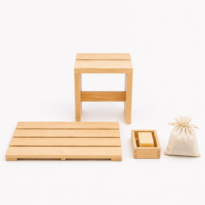 Accessoires de bain japonais | Artisanat authentique en bois de Hinoki