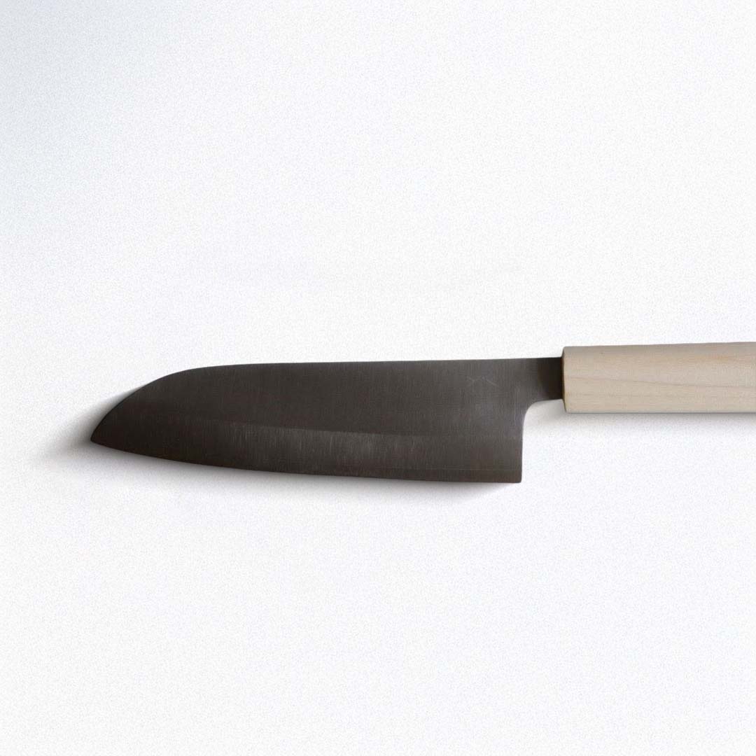 Knife with a wooden handle on a white background