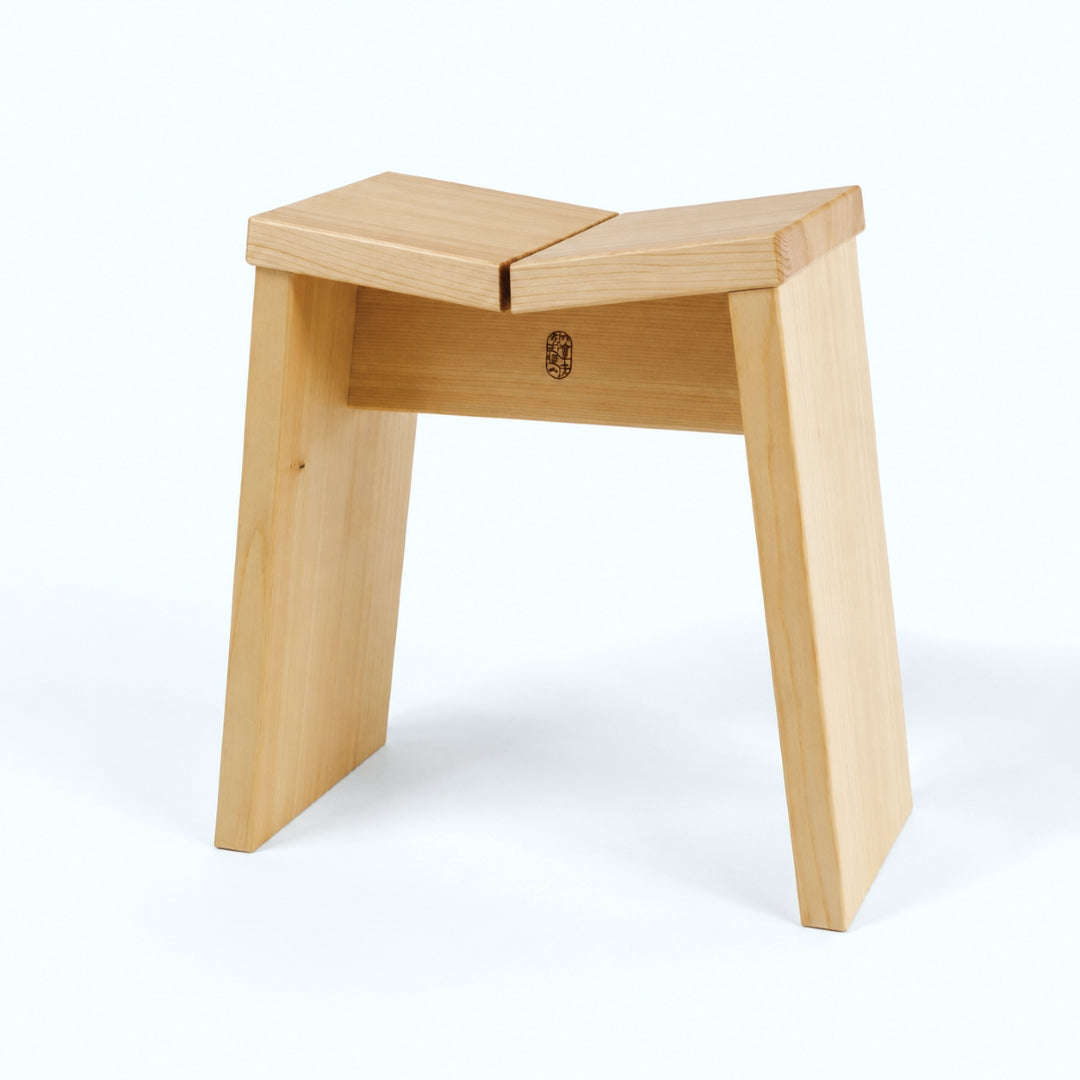 Wooden stool on a white background