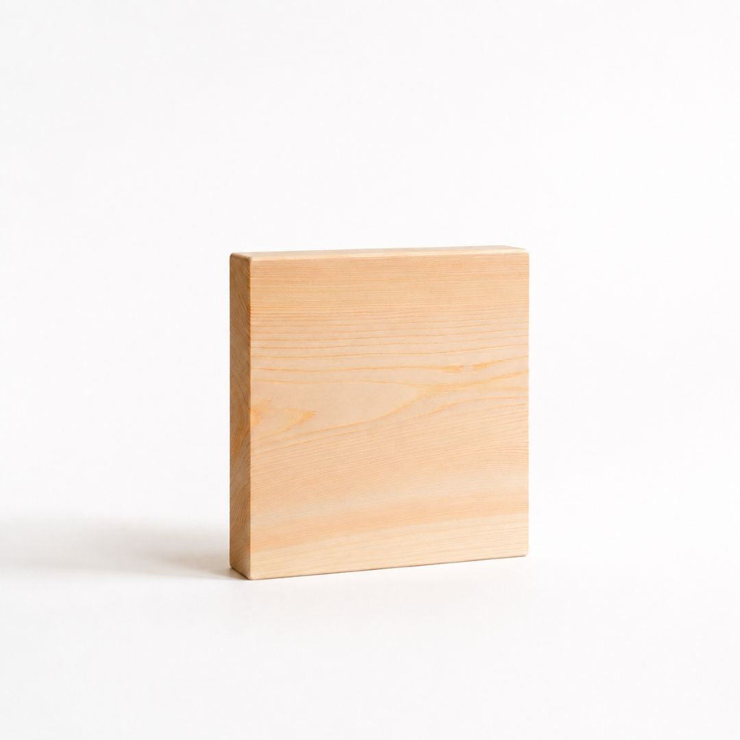 Rectangular wooden block on a white background