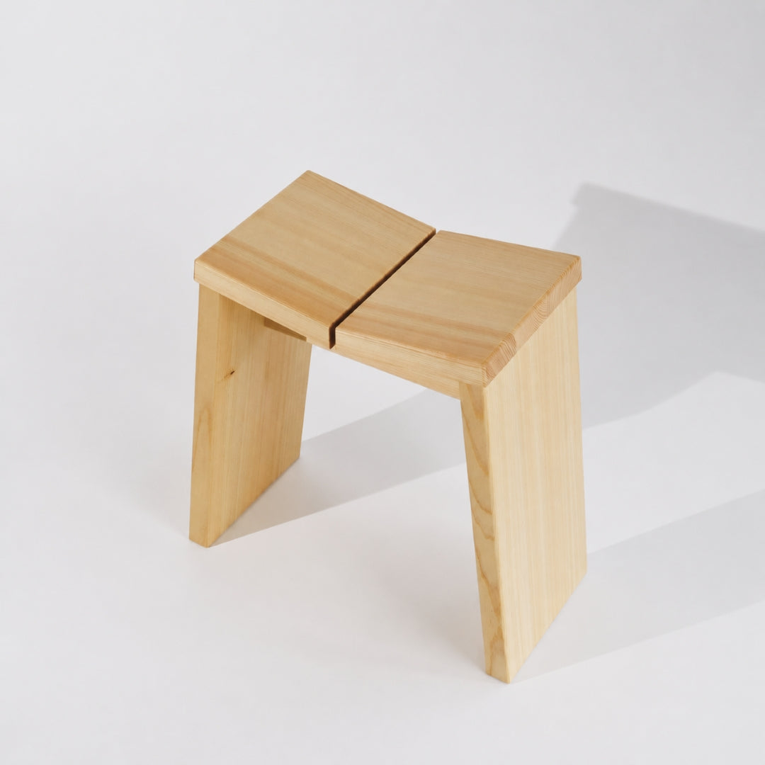 Wooden stool on a white background
