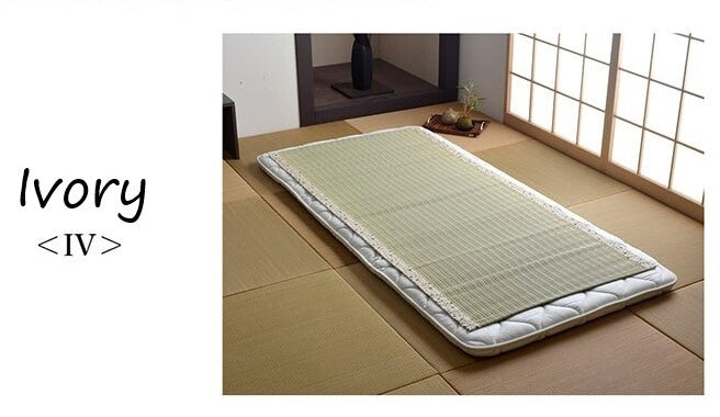 a tatami mat roll on a futon in a tatami room 