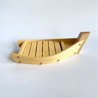 wooden sashimi plate boat on a white background